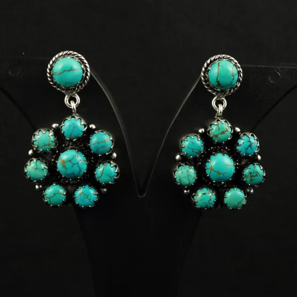 Natural Turquoise Sterling Silver Plated Handmade Stud Earring — photo 1