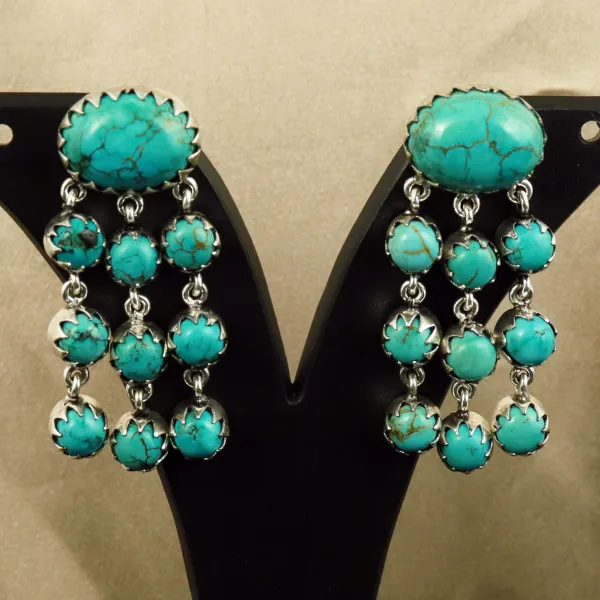 Natural Turquoise Sterling Silver Plated Handmade Stud Earring — photo 1