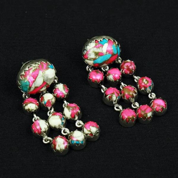 Natural Cotton Candy Sterling Silver Plated Handmade Stud Earring — photo 2