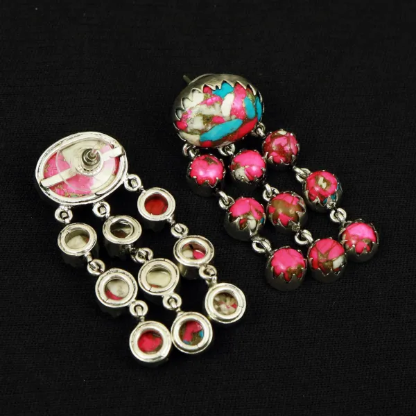 Natural Cotton Candy Sterling Silver Plated Handmade Stud Earring — photo 3