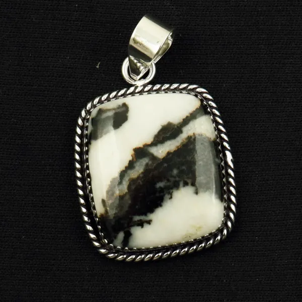 Natural Zebra Jasper Sterling Silver Plated Handmade Pendant — photo 1