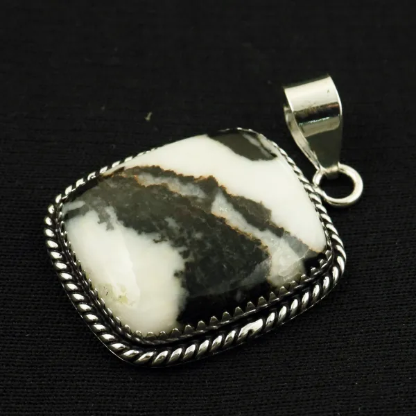 Natural Zebra Jasper Sterling Silver Plated Handmade Pendant — photo 2