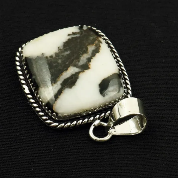Natural Zebra Jasper Sterling Silver Plated Handmade Pendant — photo 3