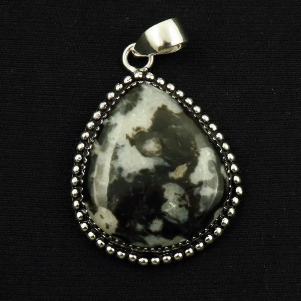 Natural Zebra Jasper Sterling Silver Plated Handmade Pendant — photo 1