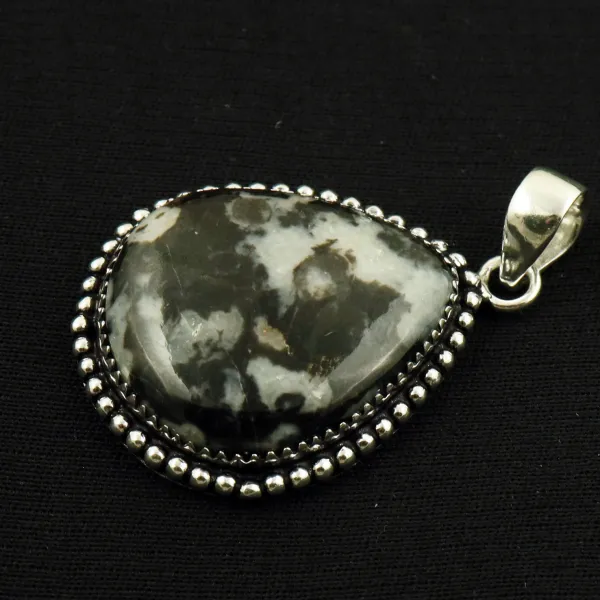 Natural Zebra Jasper Sterling Silver Plated Handmade Pendant — photo 2