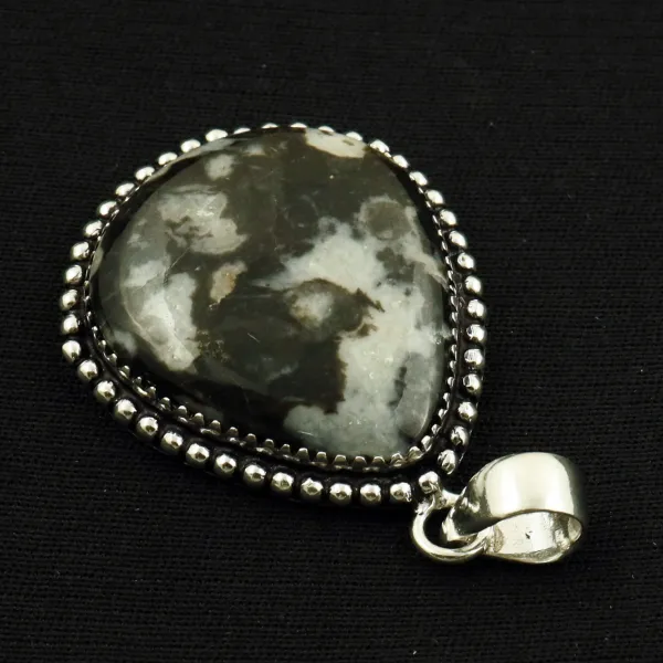 Natural Zebra Jasper Sterling Silver Plated Handmade Pendant — photo 3