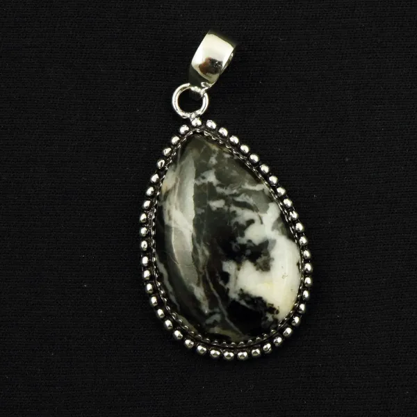 Natural Zebra Jasper Sterling Silver Plated Handmade Pendant — photo 1