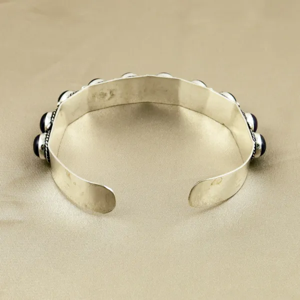 Natural 8MM Amethyst Sterling Silver Plated Handmade Cuff Bangle — photo 4