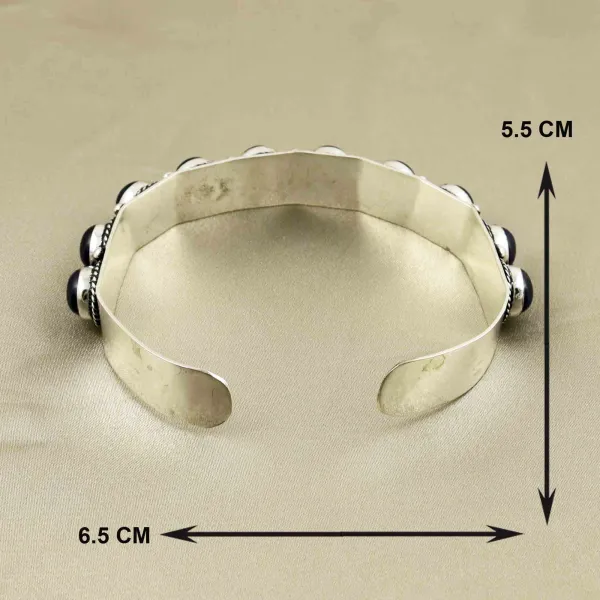 Natural 8MM Amethyst Sterling Silver Plated Handmade Cuff Bangle — photo 5
