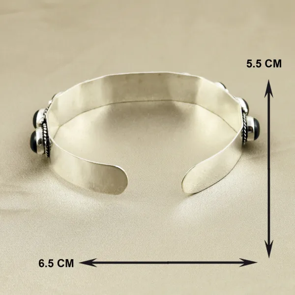 Natural 8MM Black Onyx Sterling Silver Plated Handmade Cuff Bangle — photo 5