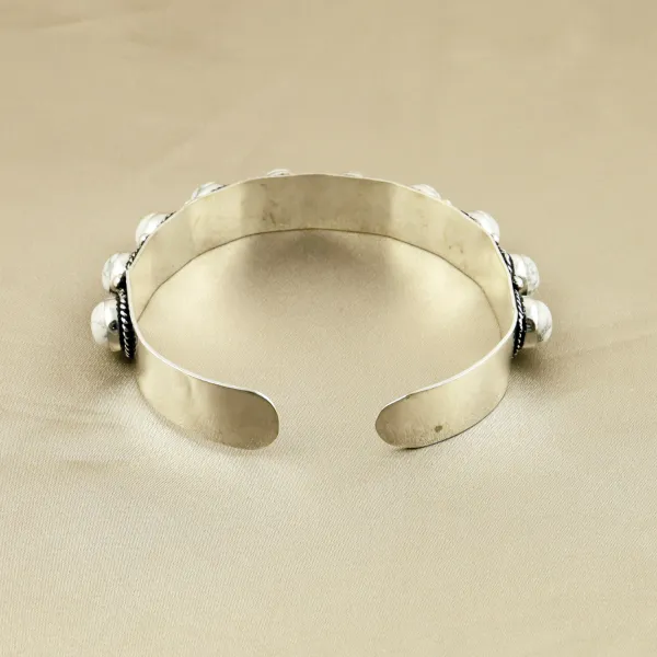 Natural 8MM Howlite Sterling Silver Plated Handmade Cuff Bangle — photo 4