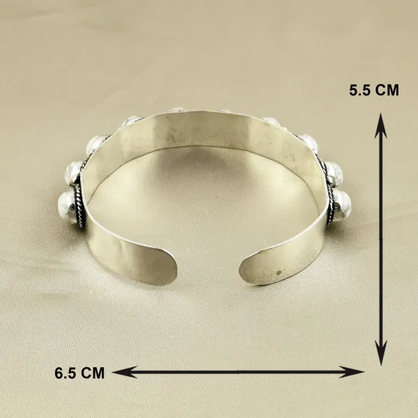 Natural 8MM Howlite Sterling Silver Plated Handmade Cuff Bangle — photo 5