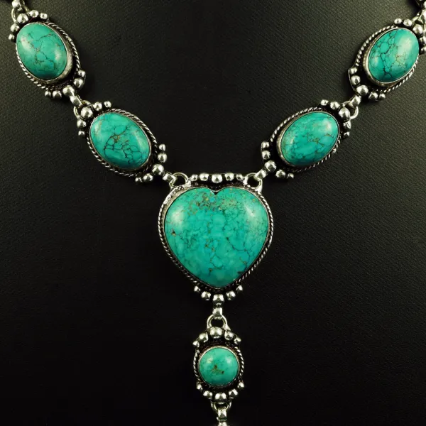 Natural Turquoise Silver Plated Handmade Necklace With Stud Earring — photo 2