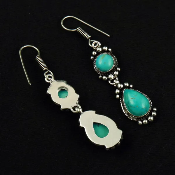 Natural Turquoise Silver Plated Handmade Necklace With Stud Earring — photo 5
