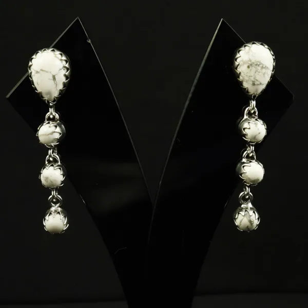 Natural Howlite Sterling Silver Plated Handmade Stud Earring — photo 1