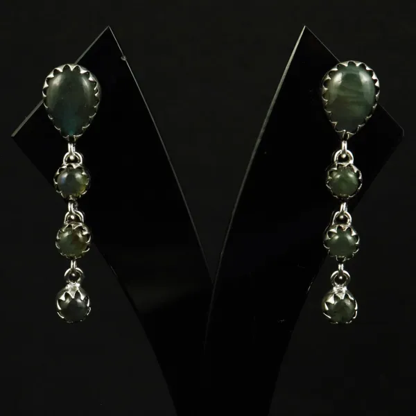 Natural Labradorite Sterling Silver Plated Handmade Stud Earring — photo 1