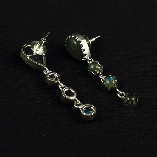 Natural Labradorite Sterling Silver Plated Handmade Stud Earring — photo 3