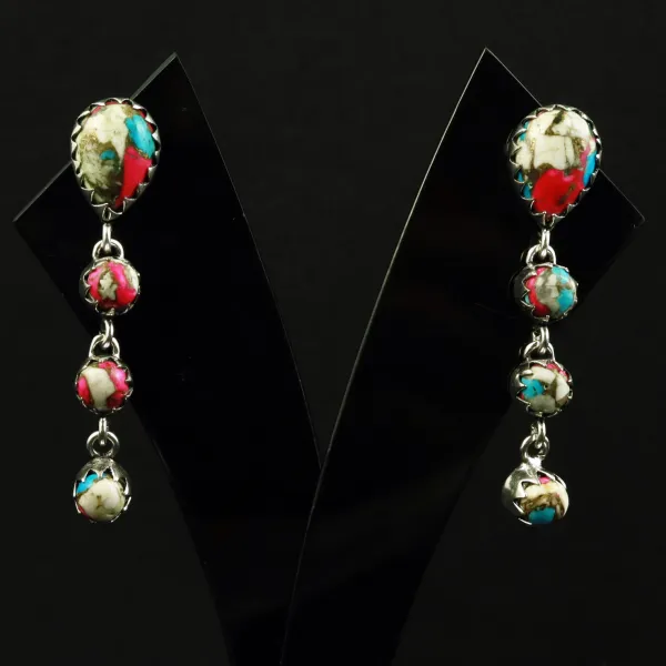 Natural Cotton Candy Sterling Silver Plated Handmade Stud Earring — photo 1