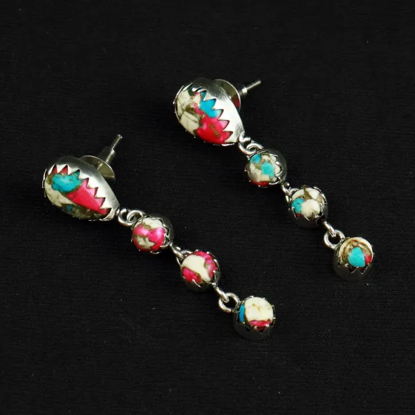 Natural Cotton Candy Sterling Silver Plated Handmade Stud Earring — photo 2