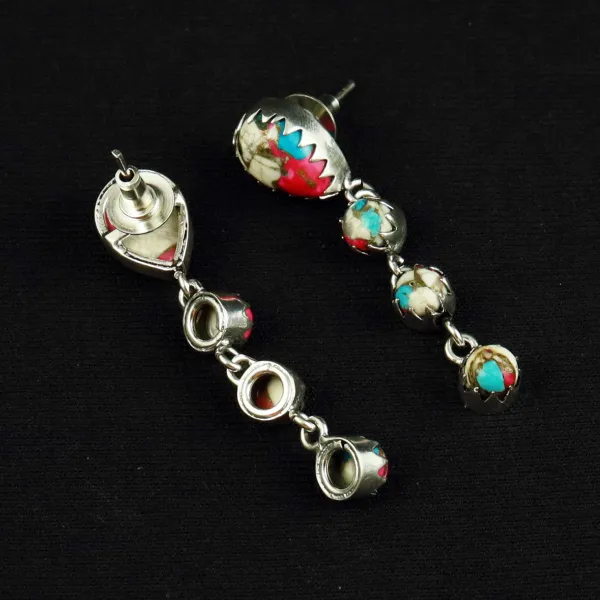 Natural Cotton Candy Sterling Silver Plated Handmade Stud Earring — photo 3