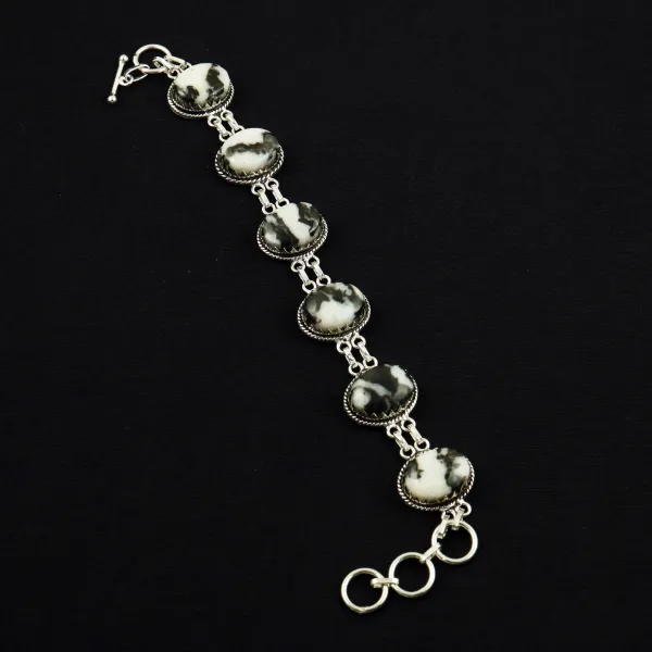 Natural Zebra Jasper Sterling Silver Plated Handmade Bracelet — photo 1