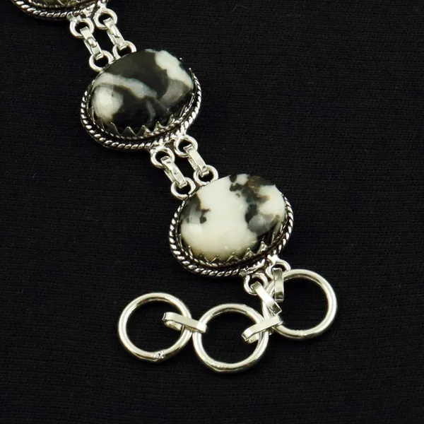 Natural Zebra Jasper Sterling Silver Plated Handmade Bracelet — photo 2