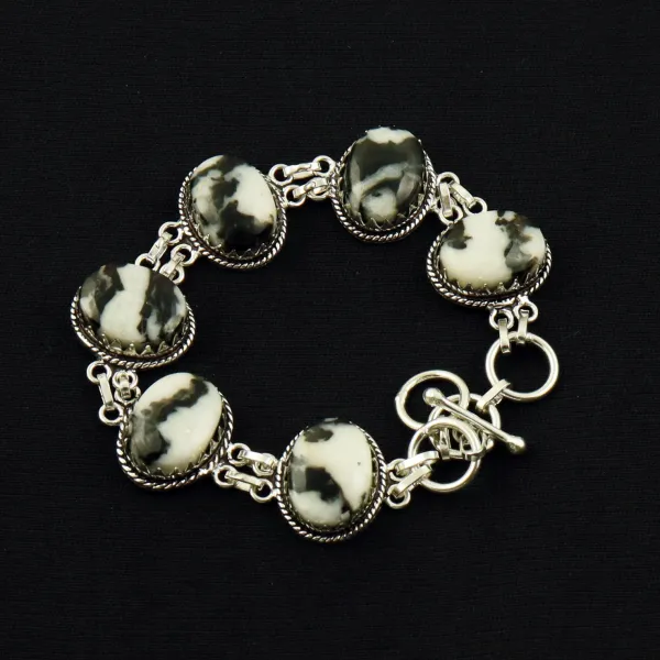Natural Zebra Jasper Sterling Silver Plated Handmade Bracelet — photo 4