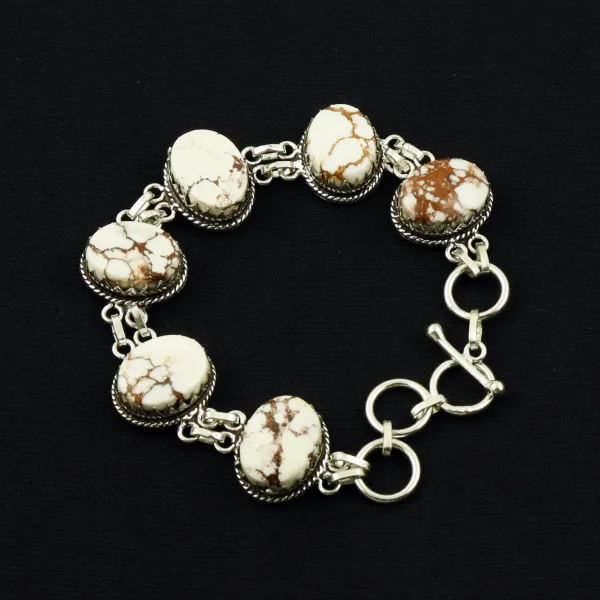 Natural Wild Horse Sterling Silver Plated Handmade Bracelet — photo 4