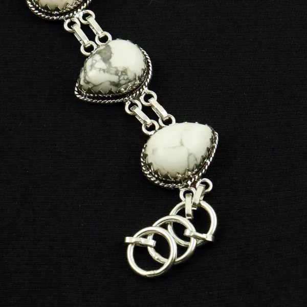 Natural Howlite Sterling Silver Plated Handmade Bracelet — photo 2