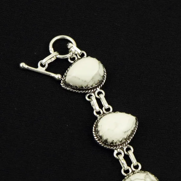 Natural Howlite Sterling Silver Plated Handmade Bracelet — photo 3