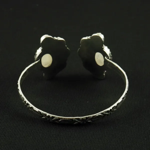 Natural Rainbow Moonstone & Amethyst Silver Plated Handmade Cuff Bangle — photo 4