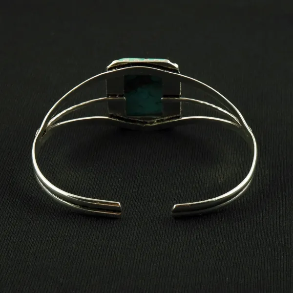 Natural Turquoise Sterling Silver Plated Handmade Cuff Bangle — photo 3