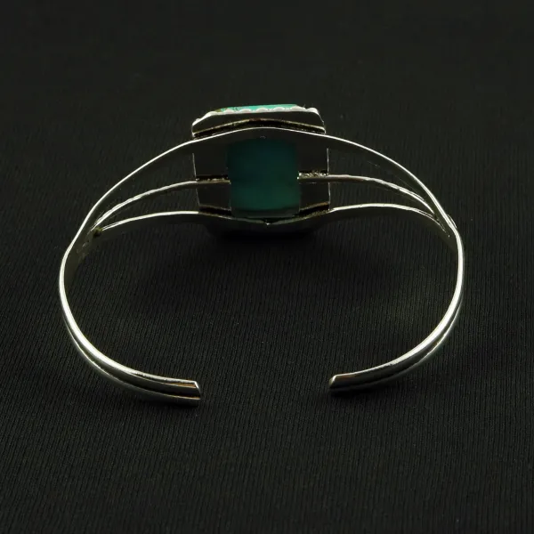 Natural Turquoise Sterling Silver Plated Handmade Cuff Bangle — photo 3