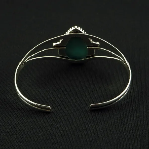 Natural Turquoise Sterling Silver Plated Handmade Cuff Bangle — photo 3