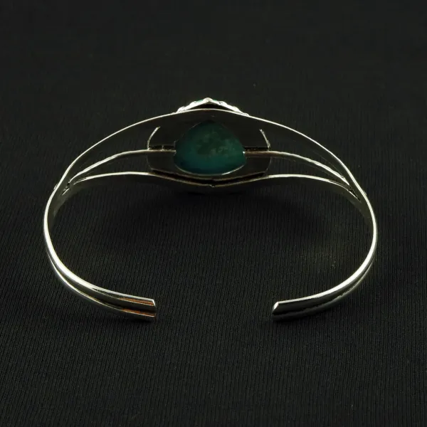 Natural Turquoise Sterling Silver Plated Handmade Cuff Bangle — photo 3