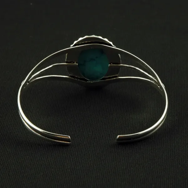 Natural Turquoise Sterling Silver Plated Handmade Cuff Bangle — photo 3