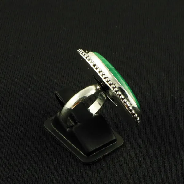 Natural Malachite Sterling Silver Plated Handmade Ring - Size 7 — photo 3