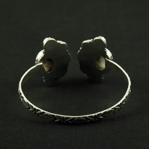 Natural Turquoise & Wild Horse Silver Plated Handmade Cuff Bangle — photo 4