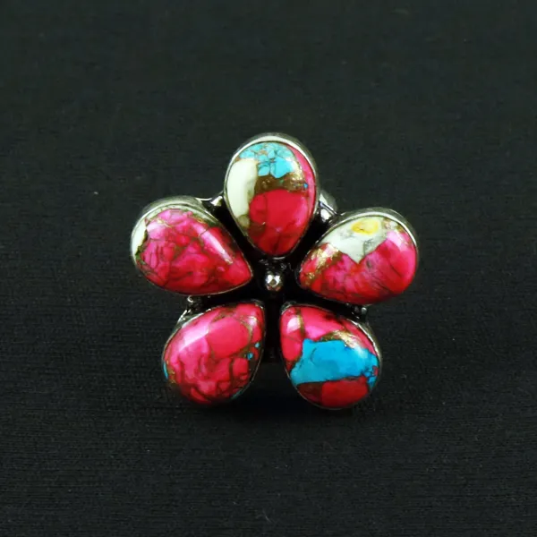 Natural Cotton Candy Sterling Silver Plated Handmade Ring - Size 6.5 — photo 1