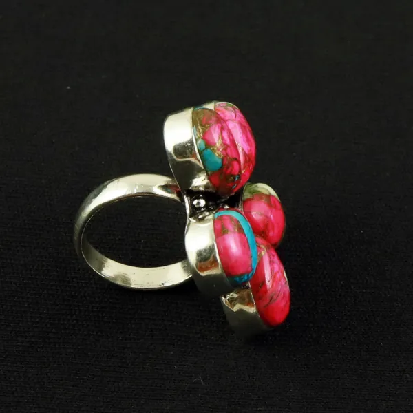 Natural Cotton Candy Sterling Silver Plated Handmade Ring - Size 6.5 — photo 3