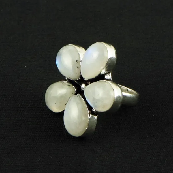 Natural Rainbow Moonstone Sterling Silver Plated Handmade Ring - Size 8 — photo 3