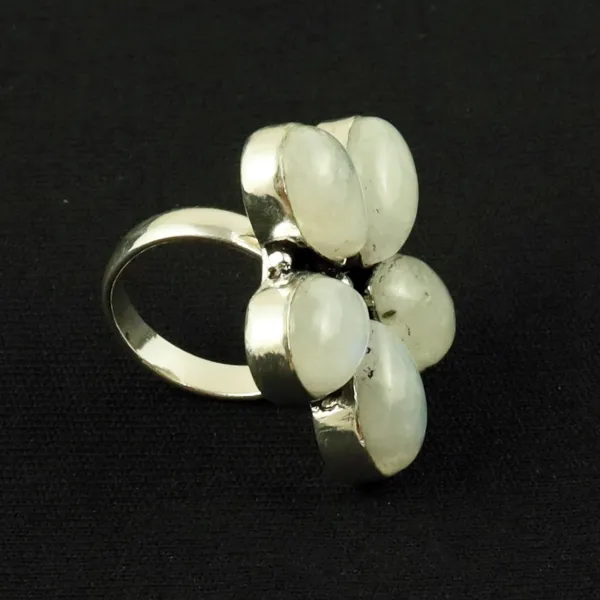 Natural Rainbow Moonstone Sterling Silver Plated Handmade Ring - Size 8 — photo 4