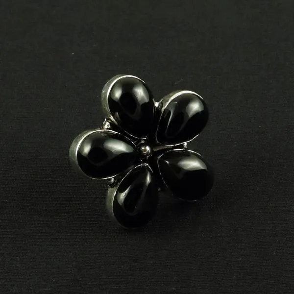 Natural Black Onyx Sterling Silver Plated Handmade Ring - Size 7 — photo 2