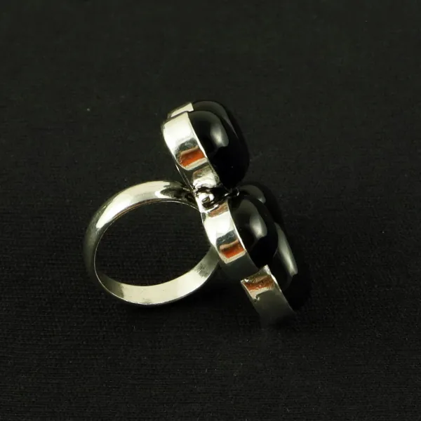 Natural Black Onyx Sterling Silver Plated Handmade Ring - Size 7 — photo 3