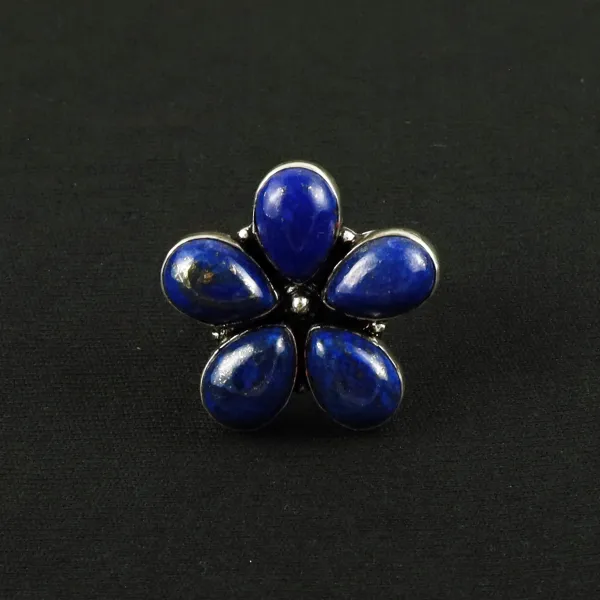 Natural Lapis Lazuli Sterling Silver Plated Handmade Ring - Size 10.5 — photo 1