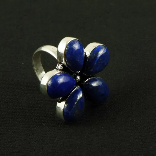Natural Lapis Lazuli Sterling Silver Plated Handmade Ring - Size 10.5 — photo 2