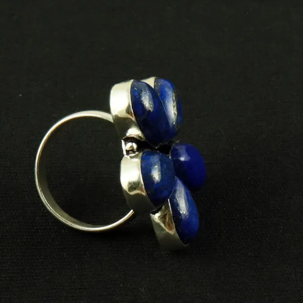 Natural Lapis Lazuli Sterling Silver Plated Handmade Ring - Size 10.5 — photo 3