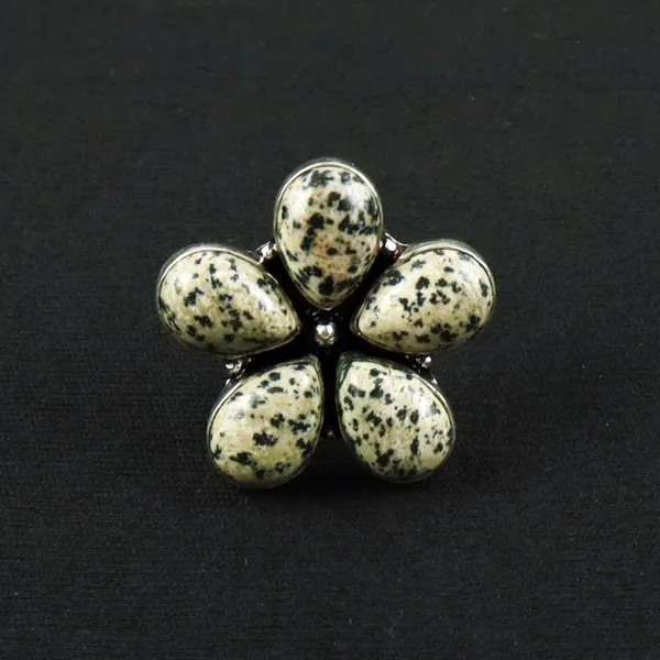 Natural Dalmatian Jasper Sterling Silver Plated Handmade Ring - Size 7 — photo 1