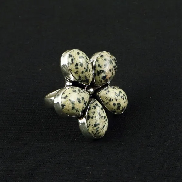 Natural Dalmatian Jasper Sterling Silver Plated Handmade Ring - Size 7 — photo 2