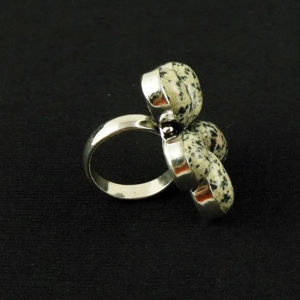 Natural Dalmatian Jasper Sterling Silver Plated Handmade Ring - Size 7 — photo 3